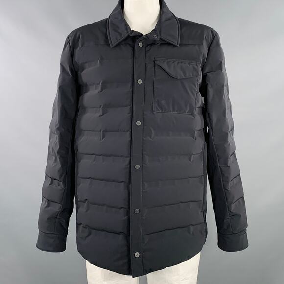AZTECH Size XXL Black Quilted Polyamide Blend Snaps Coat - Picture 1 of 8